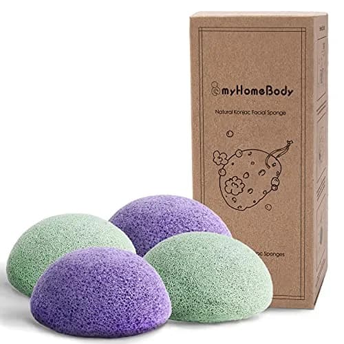 myHomeBody Natural Konjac Facial Sponge, Violet Lavender & Sage Green | Gentle, Vegan & Suitable for All Skin Types thumbnail 1