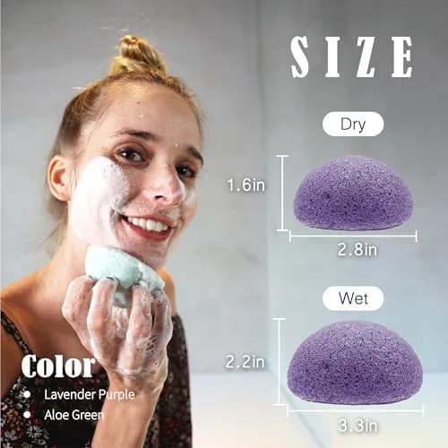 myHomeBody Natural Konjac Facial Sponge, Violet Lavender & Sage Green | Gentle, Vegan & Suitable for All Skin Types thumbnail 2