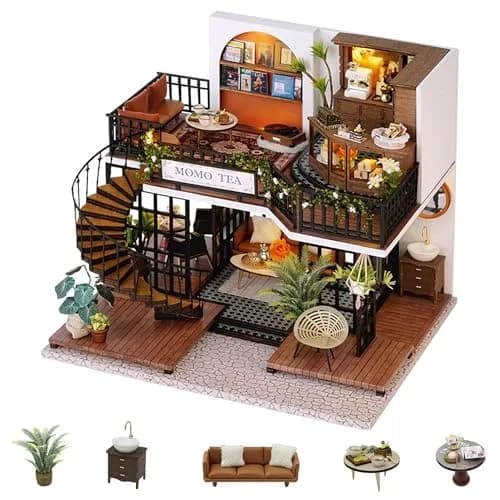 Flever Dollhouse Miniature DIY House Kit 8.7x7.5x7.2 inches | Creative Room with Furniture for Romantic Artwork Gift thumbnail 1