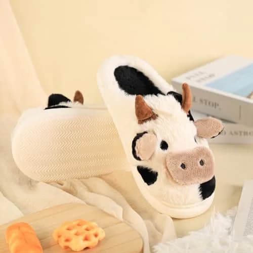 Gaolinci Cartoon Cow Cotton Slippers for Women US 8-9 | Warm & Cozy Indoor Outdoor House Shoes thumbnail 6