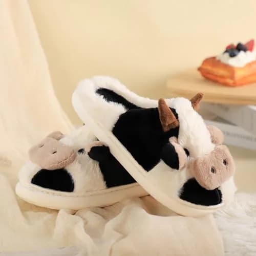 Gaolinci Cartoon Cow Cotton Slippers for Women | US 6 (24cm) thumbnail 3