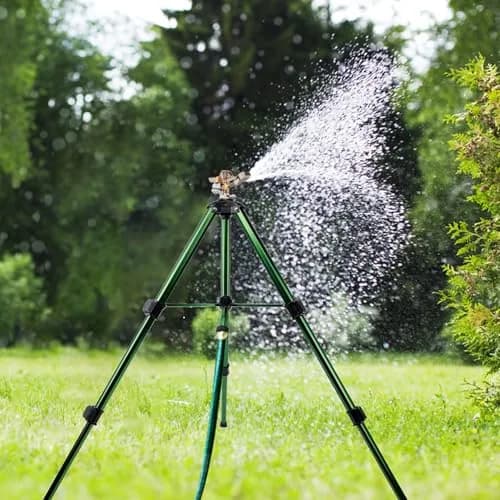 Biswing Impact Sprinkler Head on Tripod Base, Heavy Duty Lawn Sprinklers, 360 Degree Large Area Irrigation, Metal Sprinkler Nozzle & Alloy Legs, 1 Pack thumbnail 7