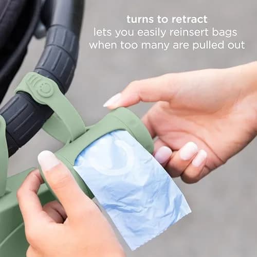 Ubbi Retractable Bag Dispenser for Diaper Bag, Sage | Portable & Stylish Organizer with Lavender Bags thumbnail 3