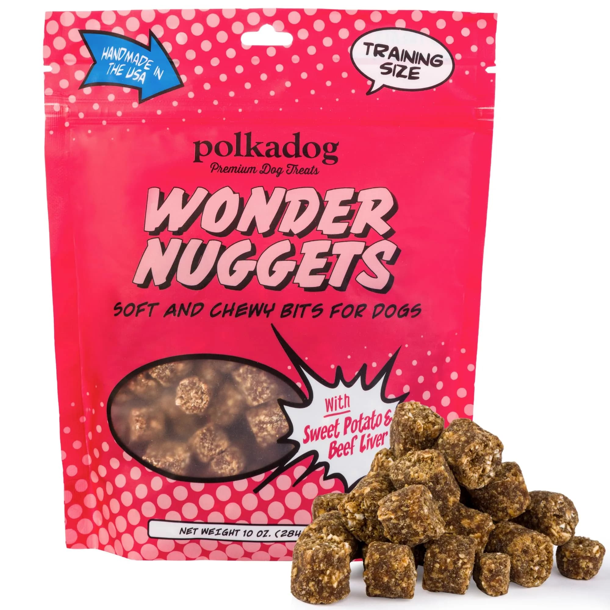 Polkadog Pork & Apple Wonder Nuggets | Soft & Chewy Dog Treats, 10oz — Sweet Potato & Beef / 10 Ounce