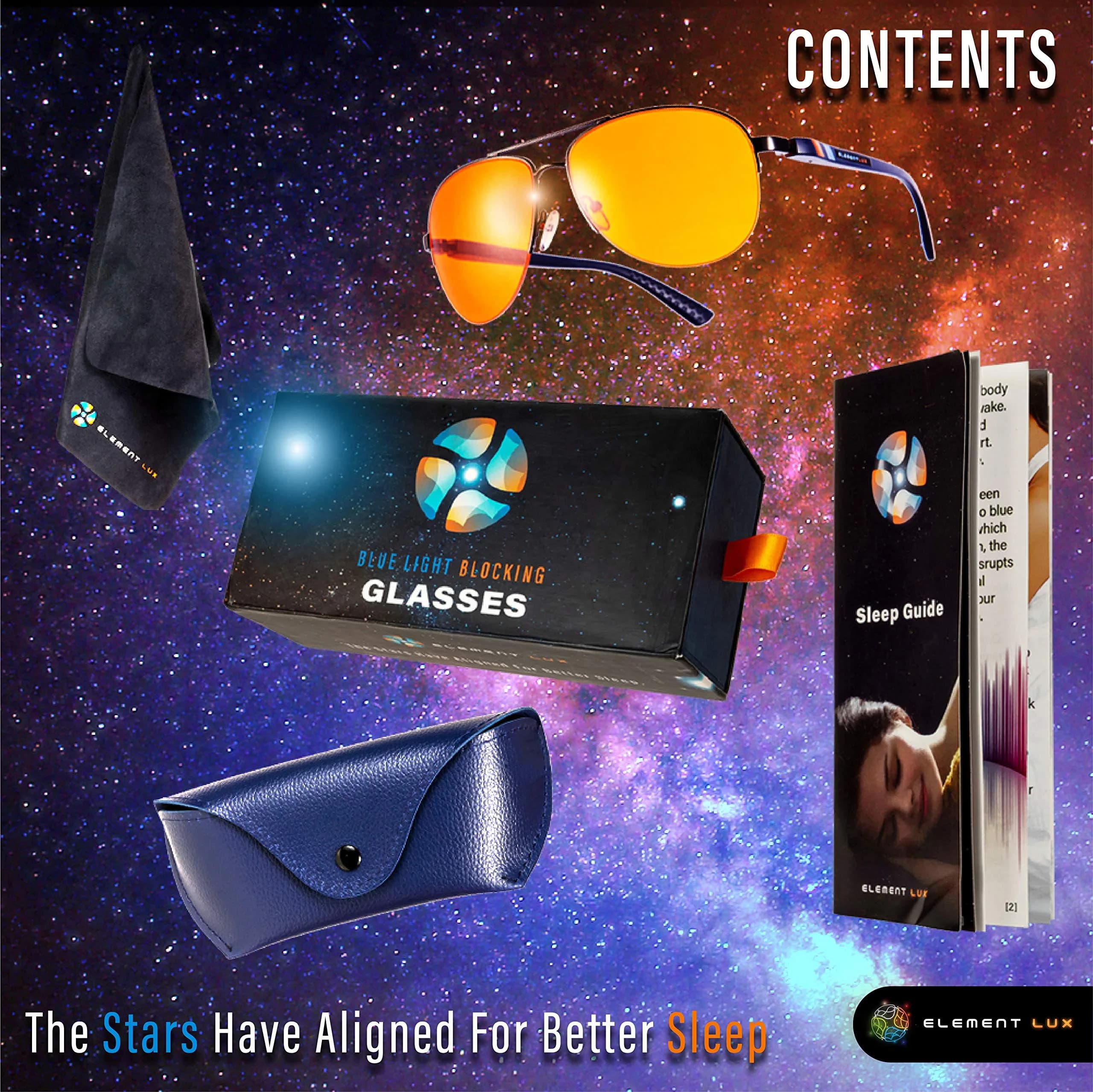 ELEMENT LUX Blue Light Blocking Glasses | 99% Dark Amber Lenses, 57mm Lens Width | For Better Sleep & Eyestrain Relief - view 7