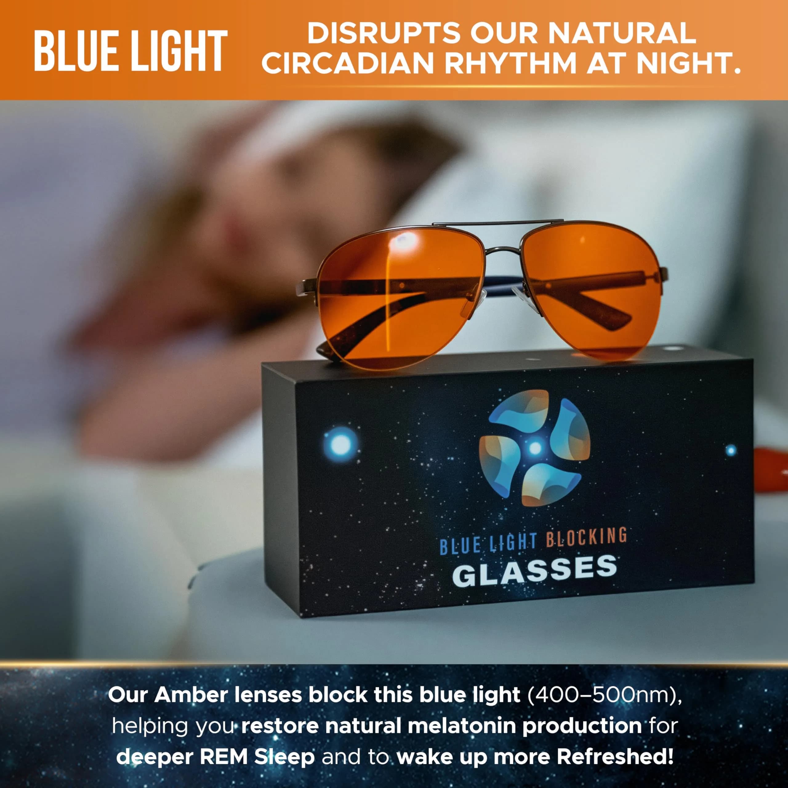 ELEMENT LUX Blue Light Blocking Glasses | 99% Dark Amber Lenses, 57mm Lens Width | For Better Sleep & Eyestrain Relief - view 8