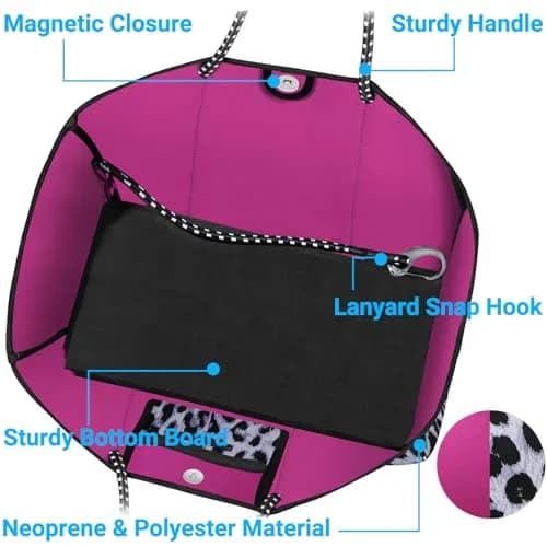IBFUN Neoprene Tote Beach Bag for Women Teacher Nurse Laptop Work Tote | Large Capacity, Durable & Machine Washable thumbnail 4
