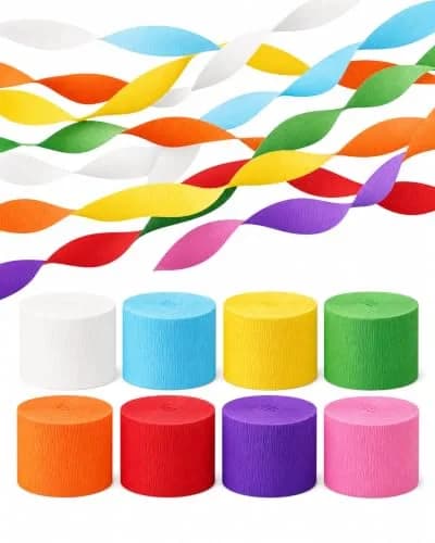 Captain Decor 8-Pack Rainbow Crepe Paper Streamers | 656ft Total Length, 1.8" Width thumbnail 1