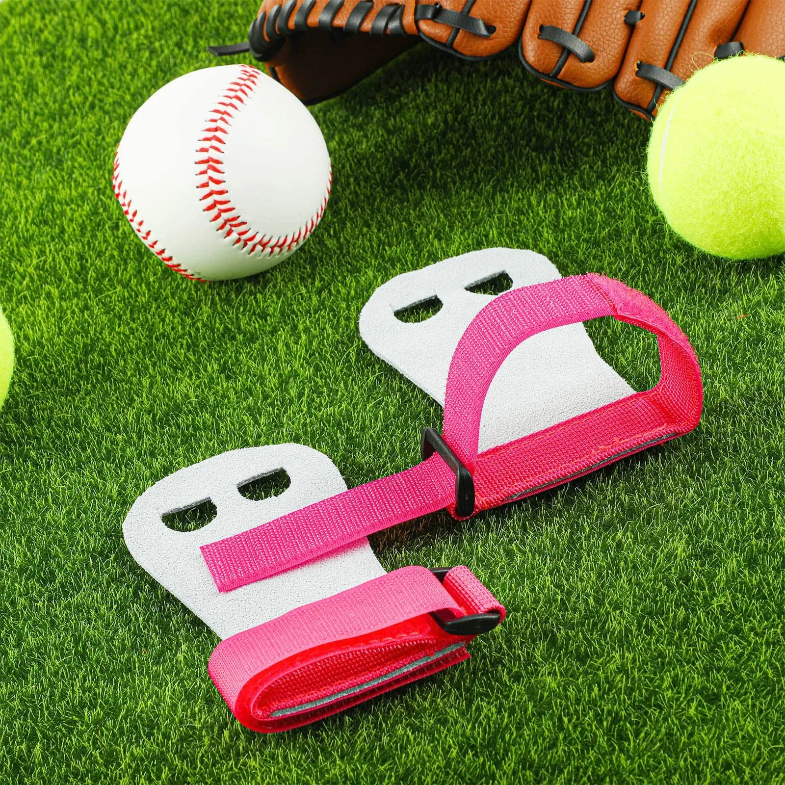 Vinsot Gymnastics Hand Grips & Wristbands Set for Kids Youth | 2 Pairs Pink, Black, White - view 3