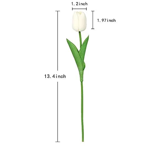 IPOPU Real Touch Artificial Tulips Flowers 24PCS Off White | Lifelike PU Material for Home Decor thumbnail 3
