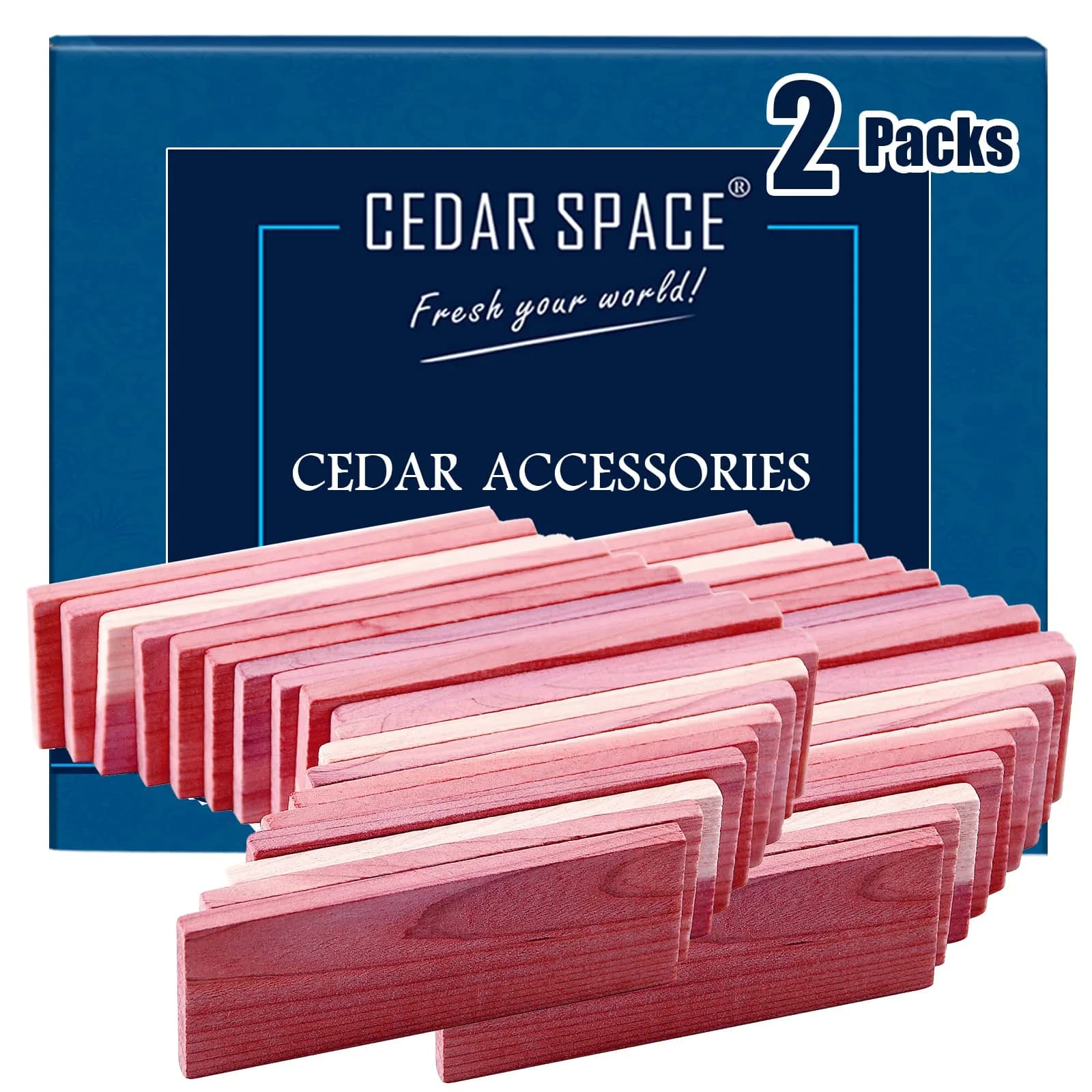 Cedar Space Cedar Blocks for Clothes Storage, 32 PCS Aromatic Red Cedar Wood Planks | Natural Moth Repellent for Closets & Drawers — Red