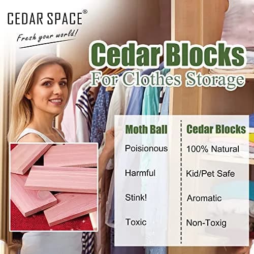 Cedar Space Cedar Blocks for Clothes Storage, 32 PCS Aromatic Red Cedar Wood Planks | Natural Moth Repellent for Closets & Drawers thumbnail 2