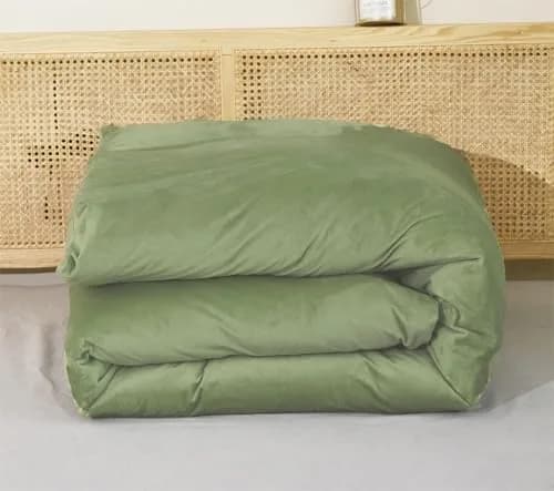 Luxlovery Sage Green Velvet Comforter Queen Set | Light Green Plush Bedding with Sherpa & Flannel (90x90 in) thumbnail 8