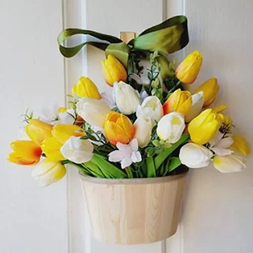IPOPU 24PCS Yellow Tulips Artificial Flowers 34cm (13.4in) | Real Touch PU Flowers for Home Decor thumbnail 5