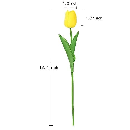 IPOPU 24PCS Yellow Tulips Artificial Flowers 34cm (13.4in) | Real Touch PU Flowers for Home Decor thumbnail 3