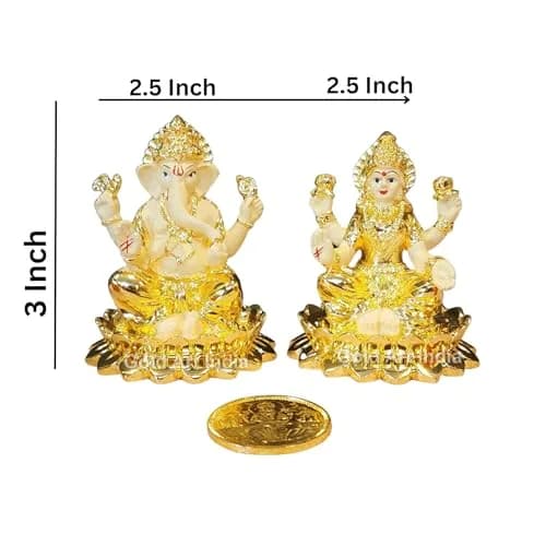 Gold Art India Gold Plated Terracotta Idol with Coin 7.6cm (3 Inch) | Diwali Pooja & Gift thumbnail 6
