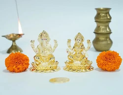 Gold Art India Gold Plated Terracotta Idol with Coin 7.6cm (3 Inch) | Diwali Pooja & Gift thumbnail 7
