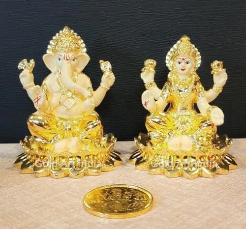 Gold Art India Gold Plated Terracotta Idol with Coin 7.6cm (3 Inch) | Diwali Pooja & Gift thumbnail 8