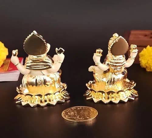Gold Art India Gold Plated Terracotta Idol with Coin 7.6cm (3 Inch) | Diwali Pooja & Gift thumbnail 3