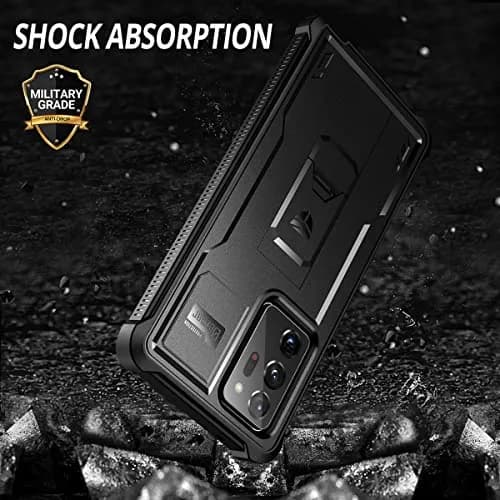 Dexnor Galaxy Note 20 Ultra 5G Case | Built-in Screen Protector & Kickstand | Heavy Duty Shockproof Black thumbnail 7