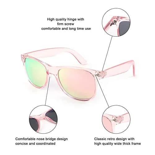 FEISEDY Women's Retro Polarized Sunglasses Classic 80s Style with UV400 Protection | Pink Frame & Pink Mirror Lens (54mm) thumbnail 3