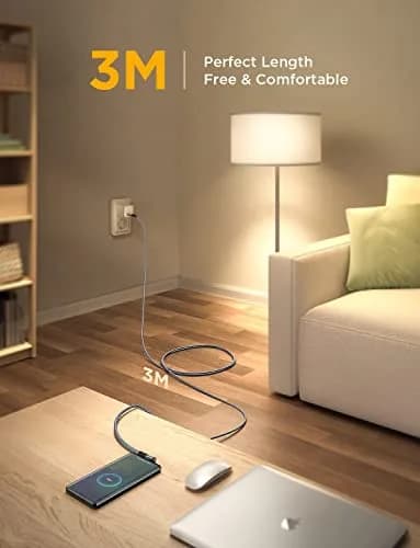 AINOPE USB C to USB C Cable 10FT 2Pack 60W | Fast Charging & Durable with 90° Angle thumbnail 7