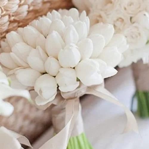 IPOPU 24PCS White Tulips Artificial Flowers Real Touch 34cm (13.4") | Realistic PU Flowers for Home Decor thumbnail 6