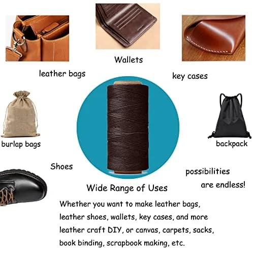 HILELIFE Waxed Thread for Leather Sewing 150D 0.8mm Brown | Strong, Durable & Lightly Waxed thumbnail 7
