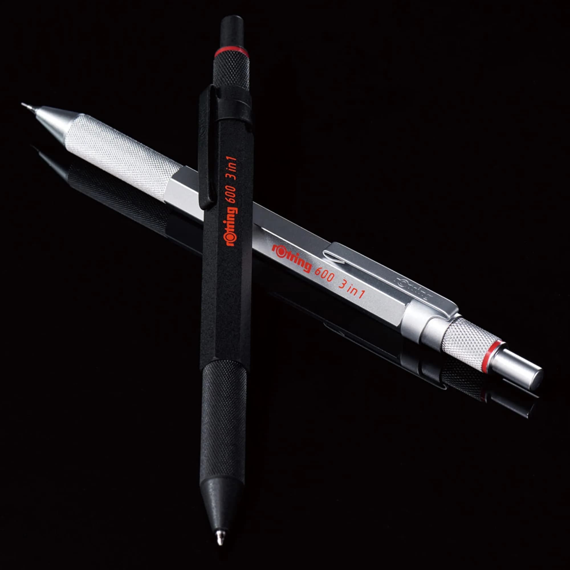 Rotring 600 3-in-1 Multicolor Pen and Mechanical Pencil, 0.5mm Lead, Silver Barrel | Precision Writing Instrument - view 4