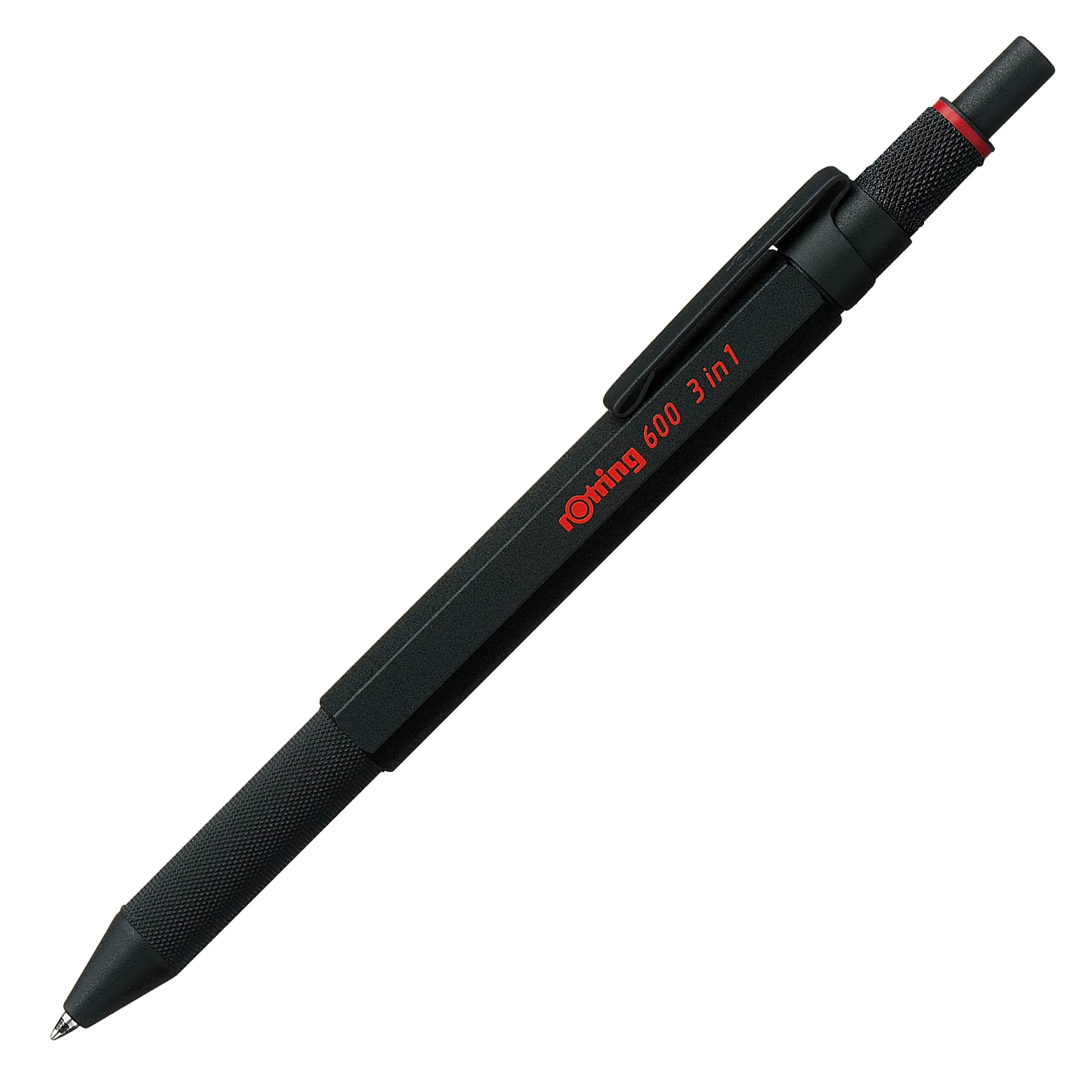 Rotring 600 3-in-1 Multicolor Pen and Mechanical Pencil, 0.5mm Lead, Black Barrel | Professional Drafting & Writing Tool - main product image