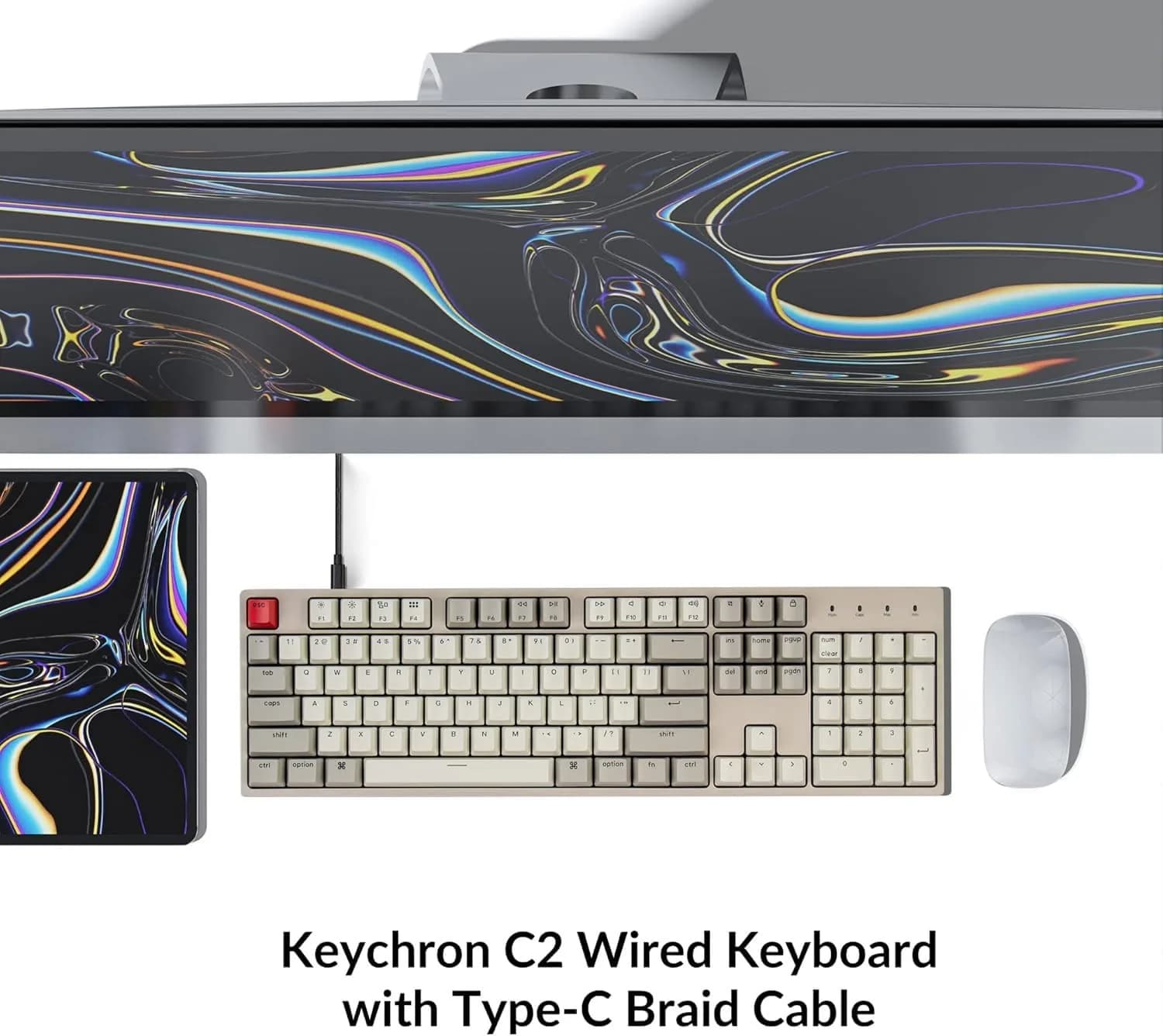 Keychron C2 Full Size Wired Mechanical Keyboard Brown Switch Retro | 104-Key Layout with Number Pad - view 3