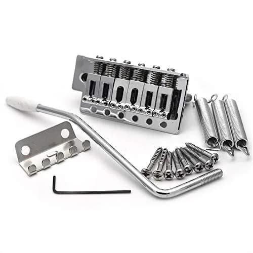 SAPHUE 52.5mm Guitar Stratocaster Tremolo Bridge Set for Fender Strat Squier Electric Guitar Replacement (Chrome, 52.5mm) | All Metal, 10.8mm String Spacing - main product image