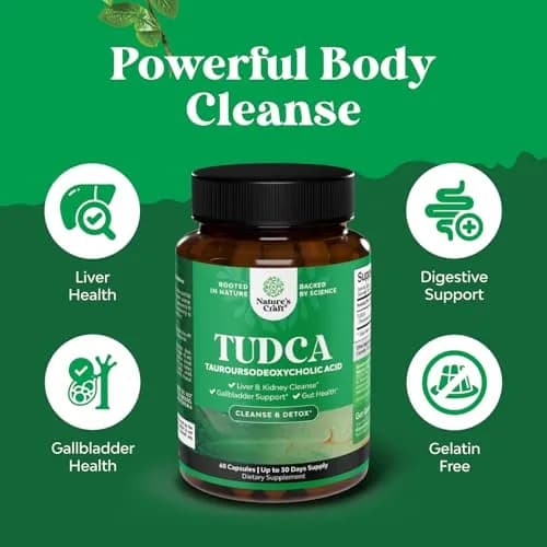 Natures Craft Advanced Bile Salt TUDCA Supplement 500mg | Liver & Gallbladder Support (60ct) thumbnail 2