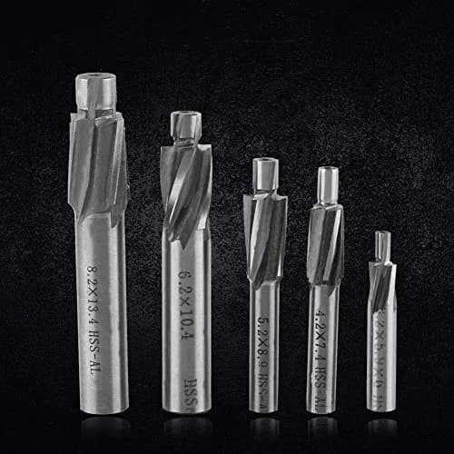 Hilitand 5pcs Counterbore Drill Bits Set 4 Flutes Straight End Mill Cutter M3-M8 | High-Speed Steel for Copper, Aluminum, Cast Iron thumbnail 7