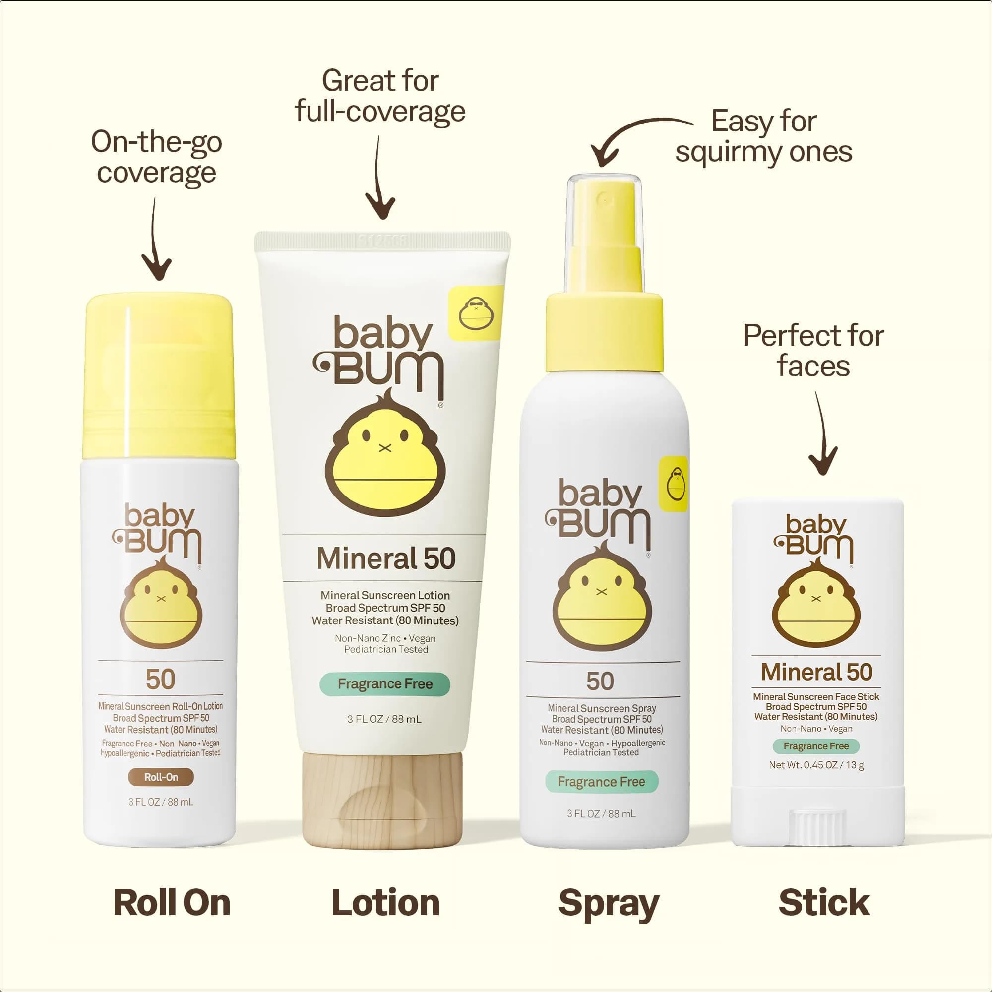 Sun Bum Baby Bum Mineral SPF 50 Roll-On Sunscreen | Vegan & Hawaii Reef Safe Formula 85g (3 oz) - view 2