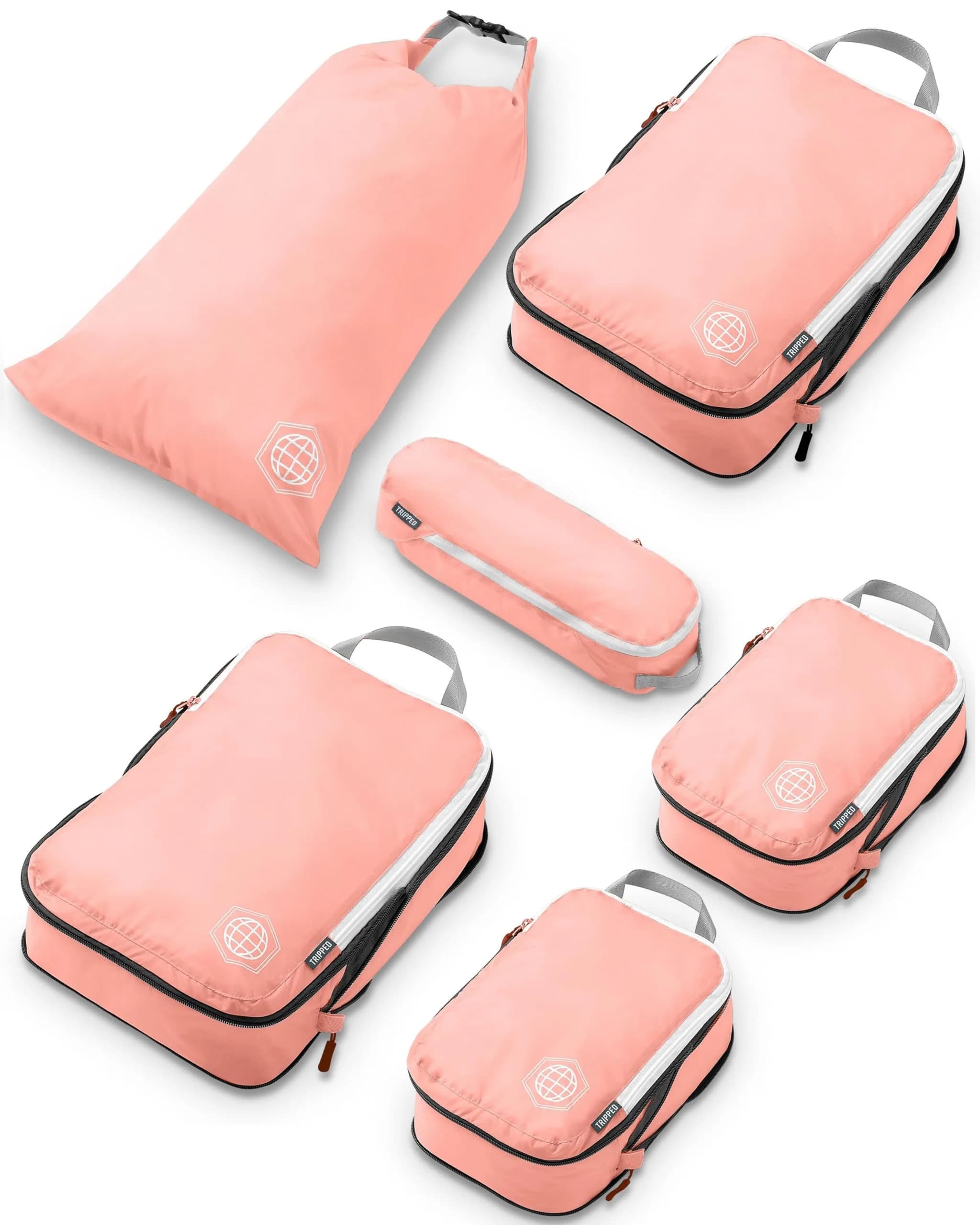 TRIPPED Travel Gear Compression Packing Cubes for Carry-On Travel 6-Pack | Ultralight Ripstop Nylon with Zippered Organizers - main product image