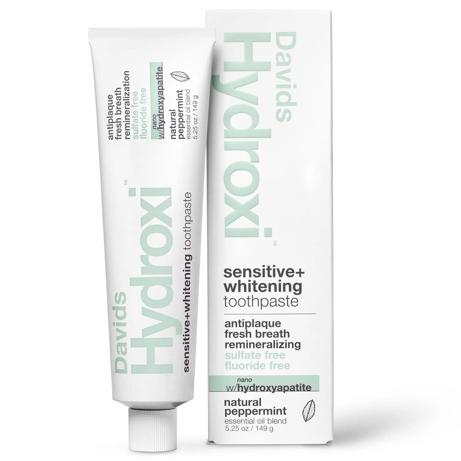 Davids Nano Hydroxyapatite Toothpaste Sensitive Whitening Peppermint 5.25oz (149g) | EWG Verified for Enamel Health - main product image