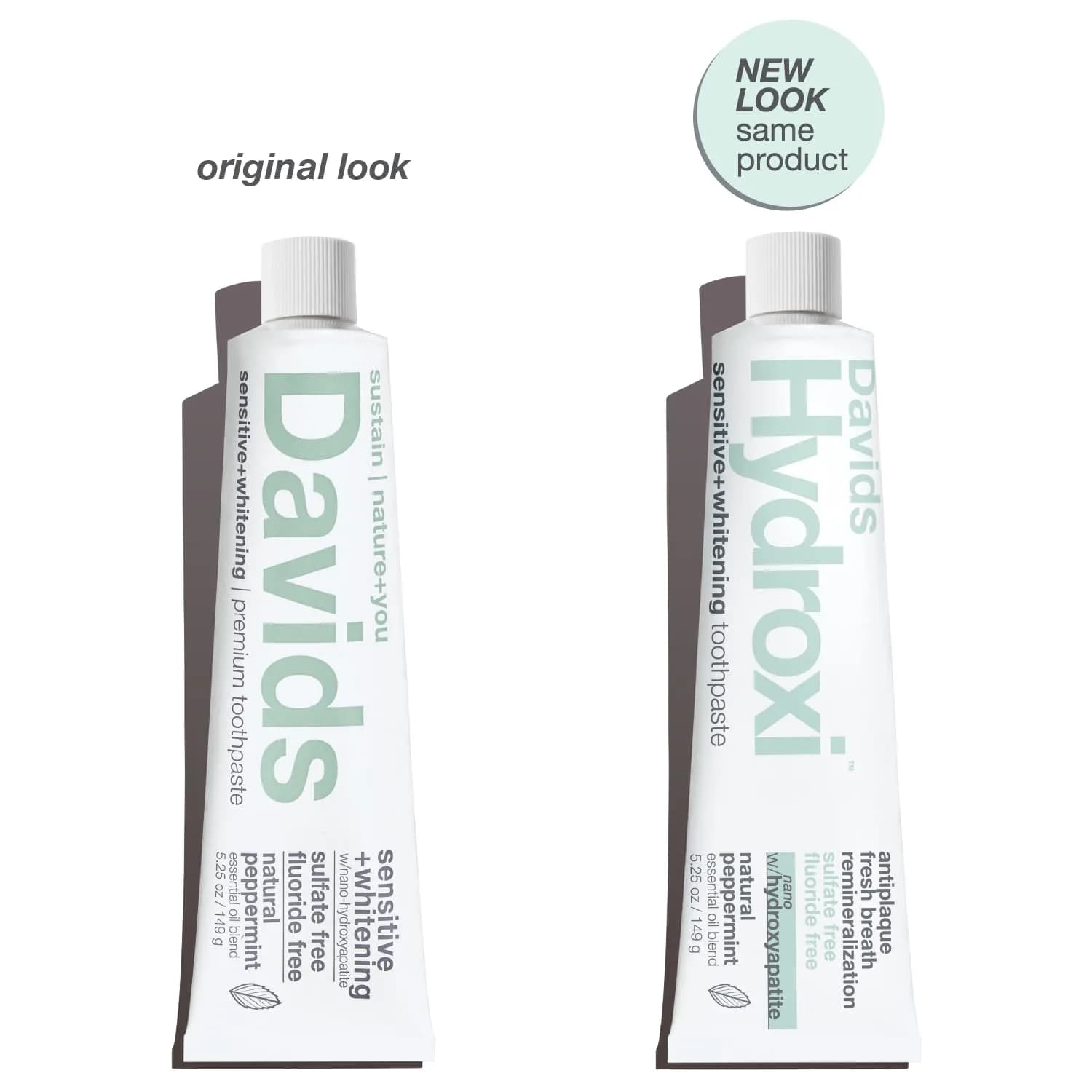 Davids Nano Hydroxyapatite Toothpaste Sensitive Whitening Peppermint 5.25oz (149g) | EWG Verified for Enamel Health - view 2