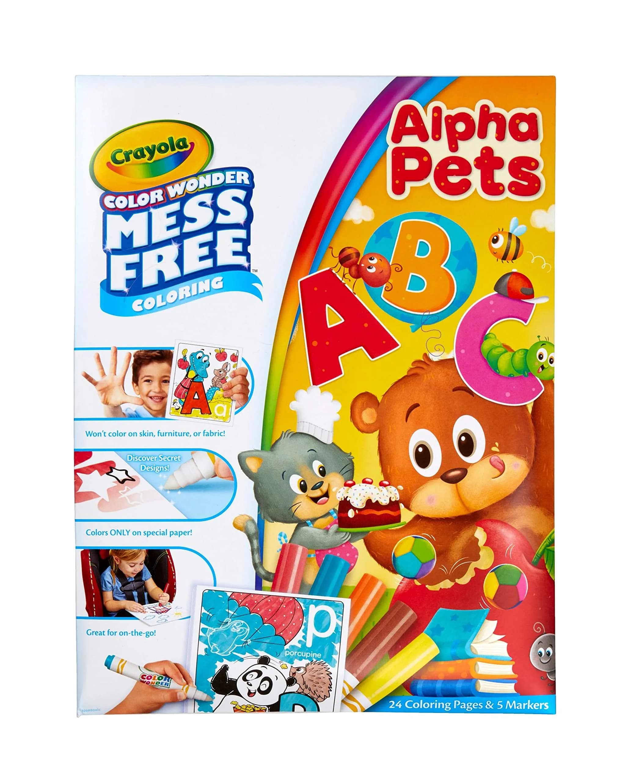 Crayola Color Wonder Alpha Pets Mess Free Coloring Set with 24 Pages & 5 Markers | Toddler Art Activity for Ages 3+ - main product image