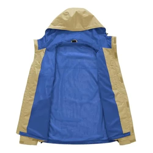 TBMPOY Waterproof Rain Jacket for Men | Lightweight Khaki Hooded Windbreaker XXL thumbnail 6