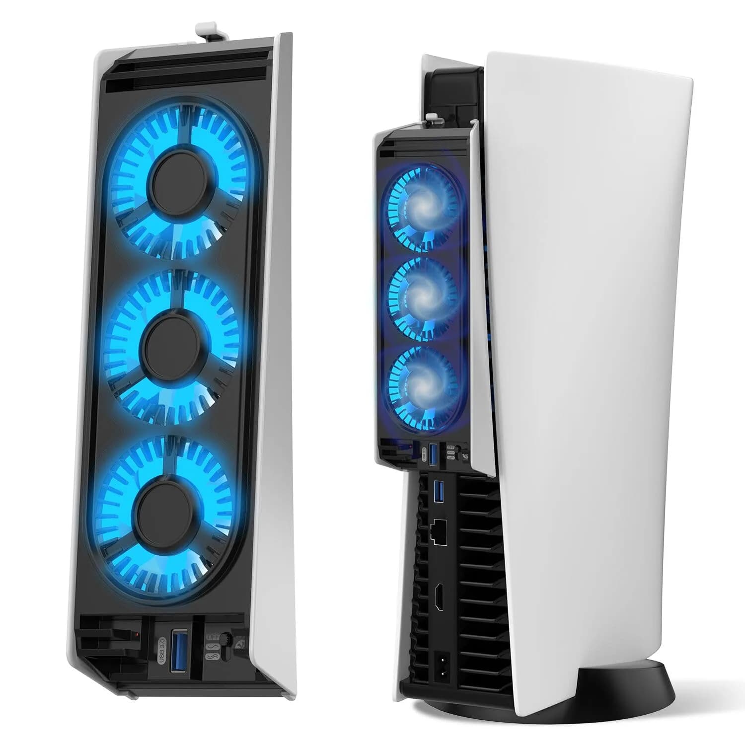 JUSPRO PS5 Cooling Fan with LED Light | Quiet 3-Fan Cooler for PS5 Digital/Disc Editions