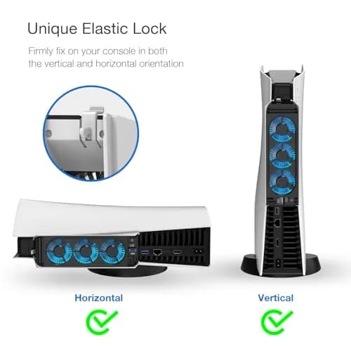 JUSPRO PS5 Cooling Fan with LED Light | Quiet 3-Fan Cooler for PS5 Digital/Disc Editions thumbnail 5