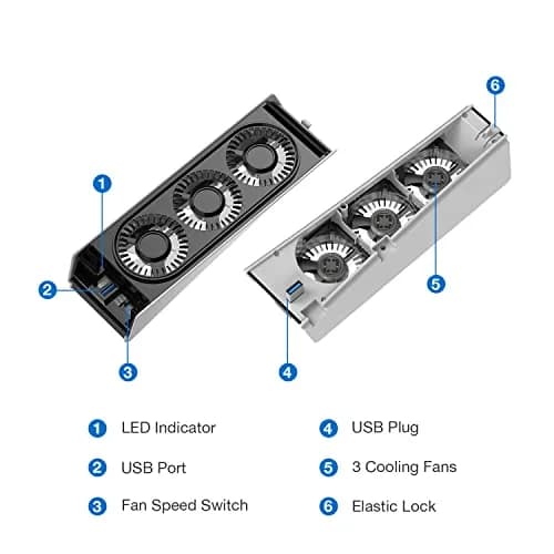 JUSPRO PS5 Cooling Fan with LED Light | Quiet 3-Fan Cooler for PS5 Digital/Disc Editions thumbnail 7