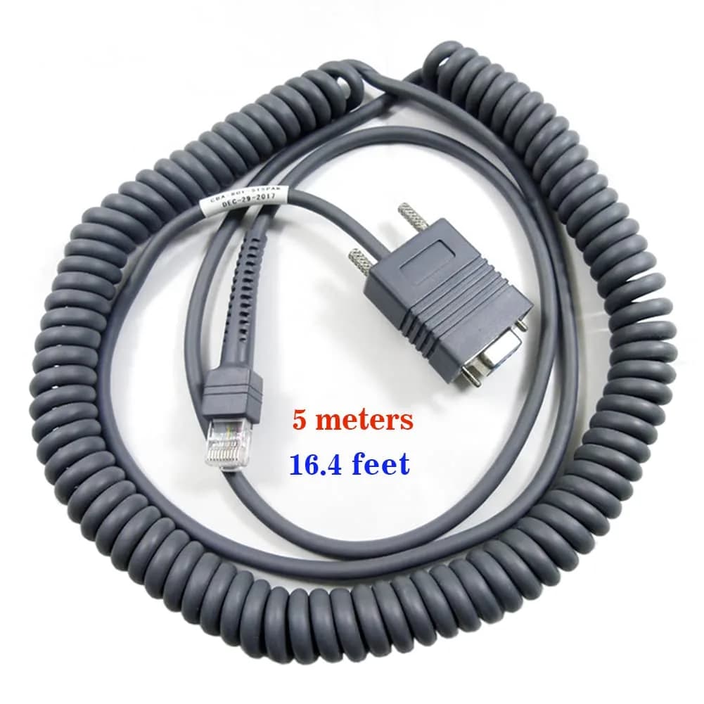VOTTAN RS232 Serial Cable 5m (16.4ft) Coiled | Connects Symbol Zebra Scanners to POS Systems - view 5