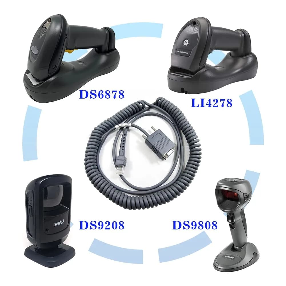 VOTTAN RS232 Serial Cable 5m (16.4ft) Coiled | Connects Symbol Zebra Scanners to POS Systems - view 6