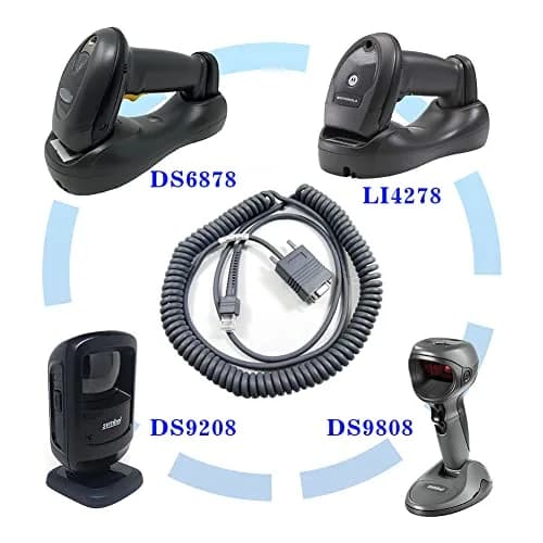 VOTTAN RS232 Serial Cable 5m (16.4ft) Coiled | Connects Symbol Zebra Scanners to POS Systems thumbnail 6