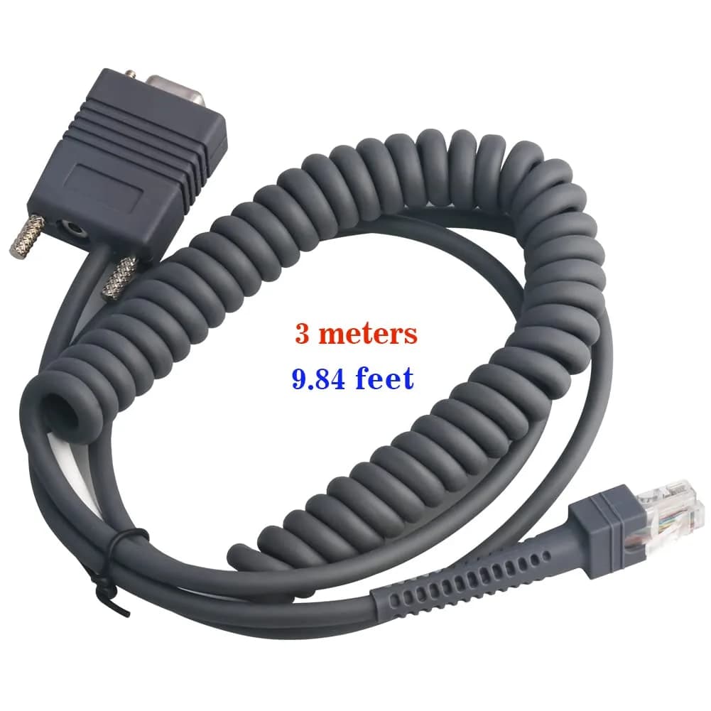 VOTTAN RS232 Serial Cable 3m (9.84ft) Coiled for Symbol Zebra Scanners | Connects to DB9 Female Port - view 5