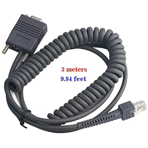 VOTTAN RS232 Serial Cable 3m (9.84ft) Coiled for Symbol Zebra Scanners | Connects to DB9 Female Port thumbnail 5