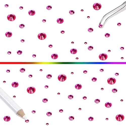 QOGIR 6300pcs Fuchsia Hotfix Rhinestones for Crafts Clothes DIY | Mixed Sizes, Sparkling Glass Gems thumbnail 6