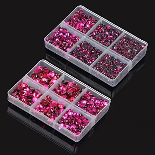 QOGIR 6300pcs Fuchsia Hotfix Rhinestones for Crafts Clothes DIY | Mixed Sizes, Sparkling Glass Gems thumbnail 3